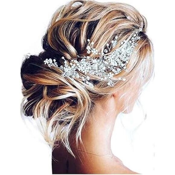 Bride Flower Wedding Hair Vine Crystal Bridal Hair Piece Rhinestone Party - Picture 7 of 7